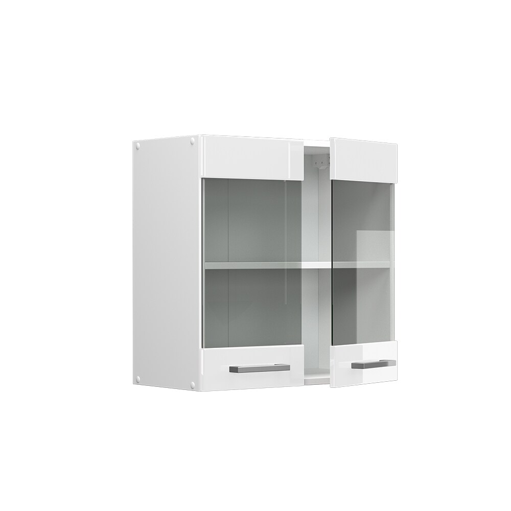 Vicco Hängeglasschrank Küchenschrank Küchenzeile R-Line 60 cm Weiß Tür Fächer Hochglanz