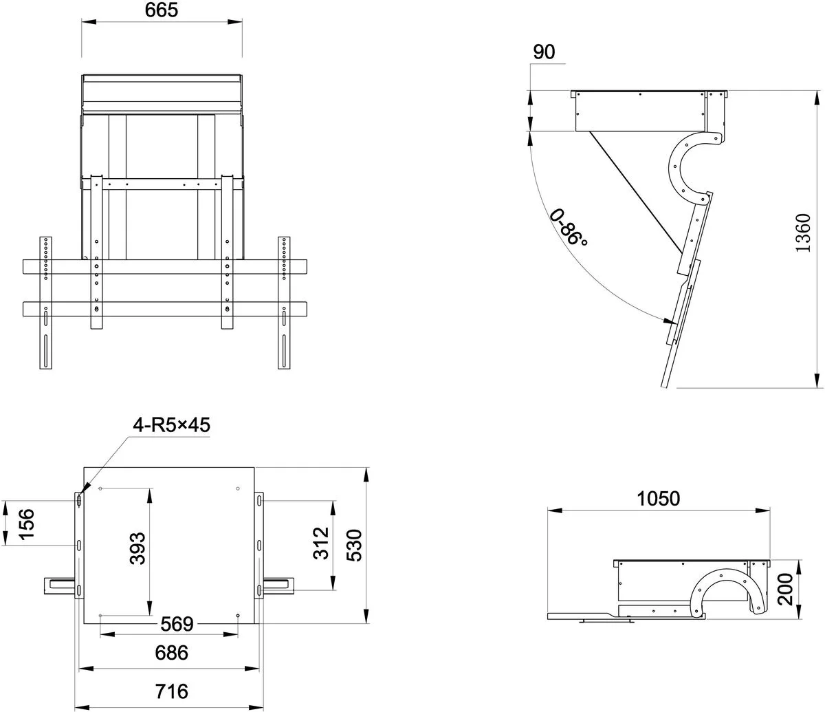 Multibrackets M Motorized Ceiling Mount Pro SD Supports TV