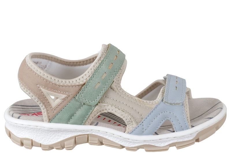 RIEKER TRAVE SANDAL I BEIGE PU OG TEKSTIL