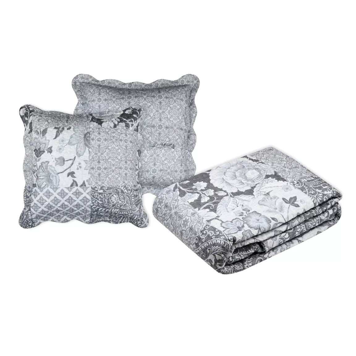 Couvre-lit et taie d'oreiller (180 x 240 cm) Octavia Gris