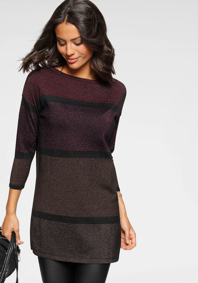 Laura Scott Longpullover , mit feinem Glanzeffekt und 3/4 Ärmeln