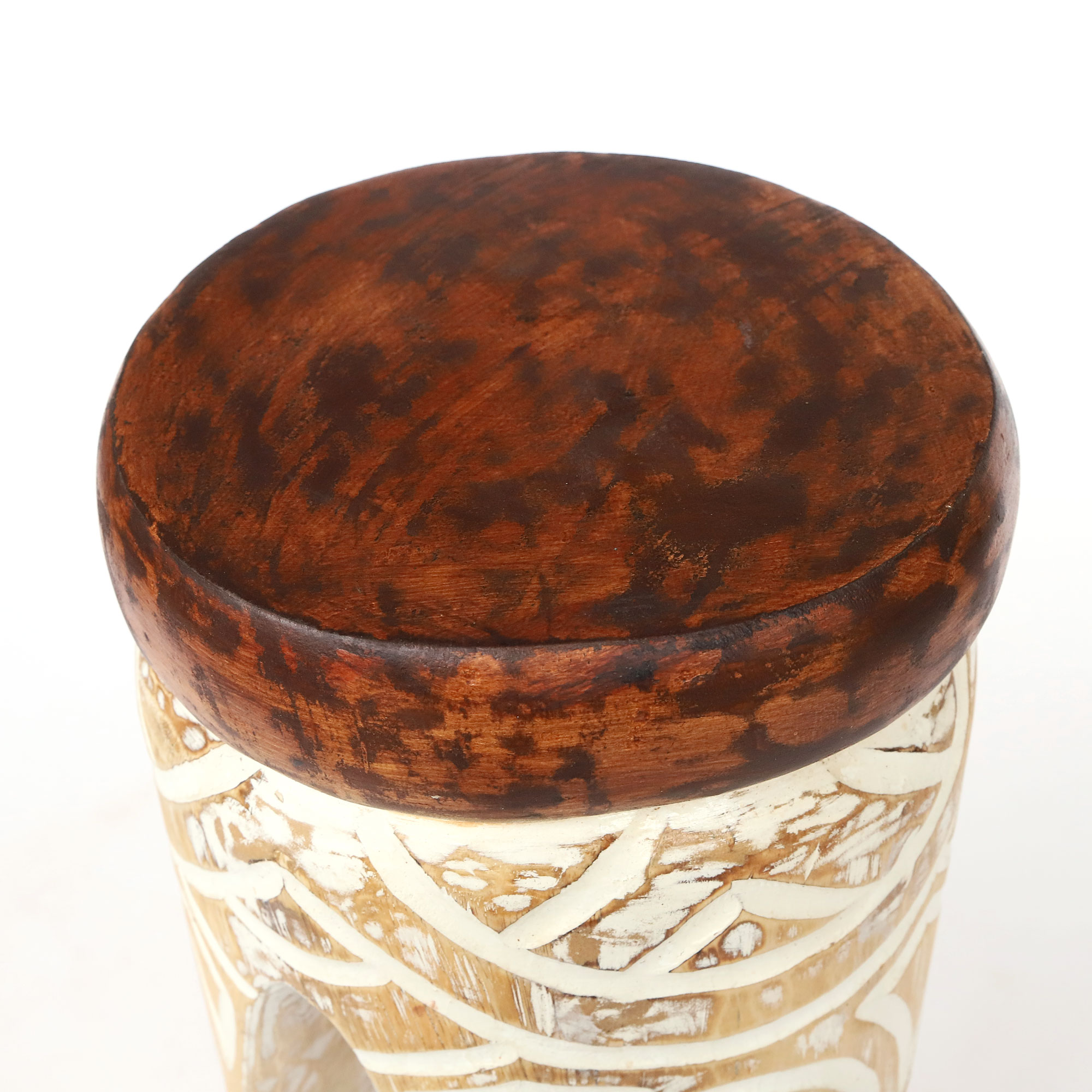 Hocker 'Toraja', natur, weiß, Ø 27 cm, H 40 cm von fischer's lagerhaus