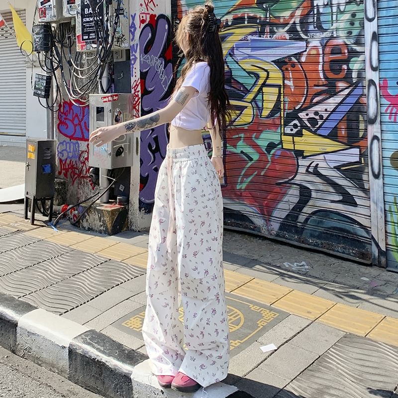 Denimot - High Rise Floral Wide Leg Broek