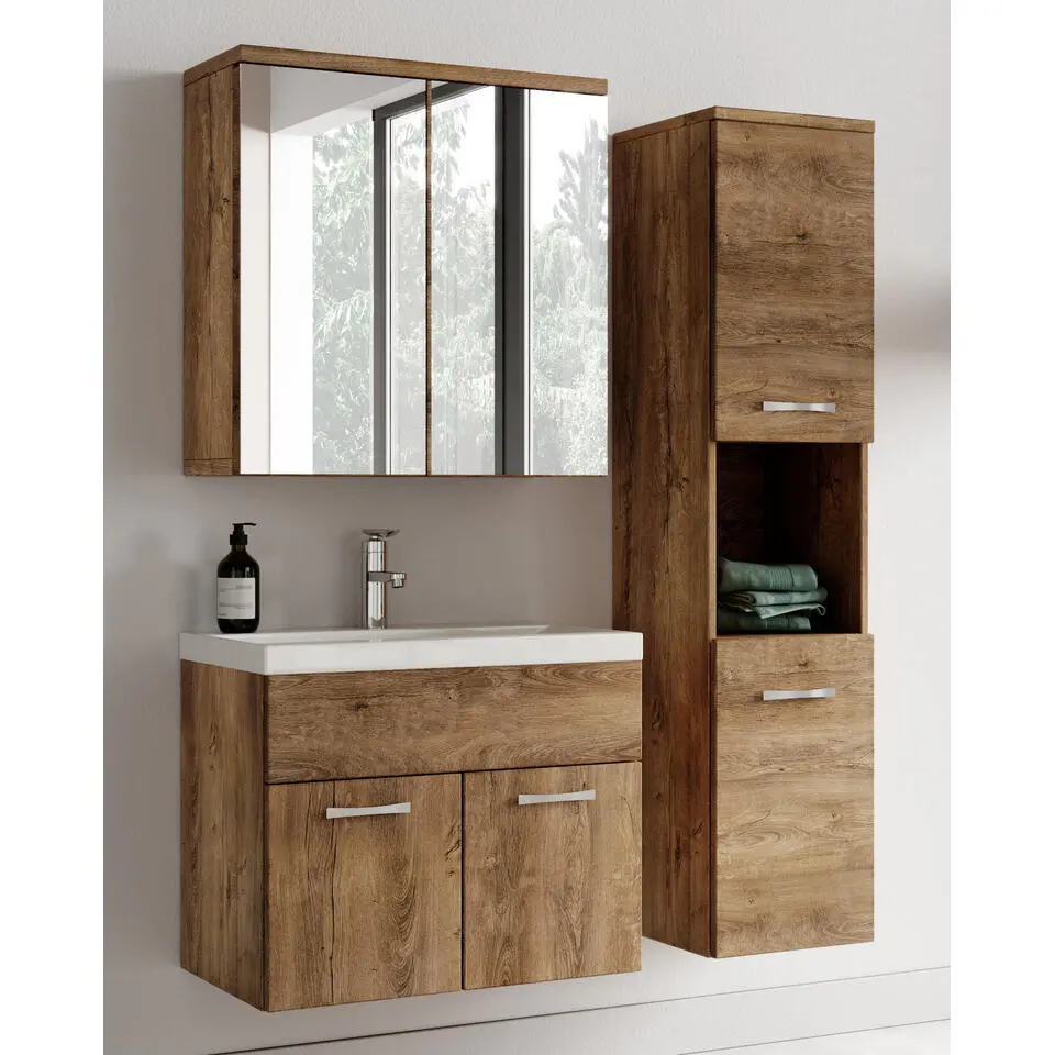 Badplaats Badkamermeubel Set Montreal 60 cm - Bruin Eiken - Badmeubel met