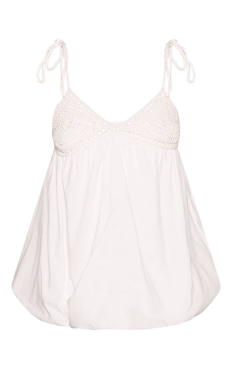 Blanc Haut Caraco À Bustier Crocheté En Popeline De Coton Coordonné
