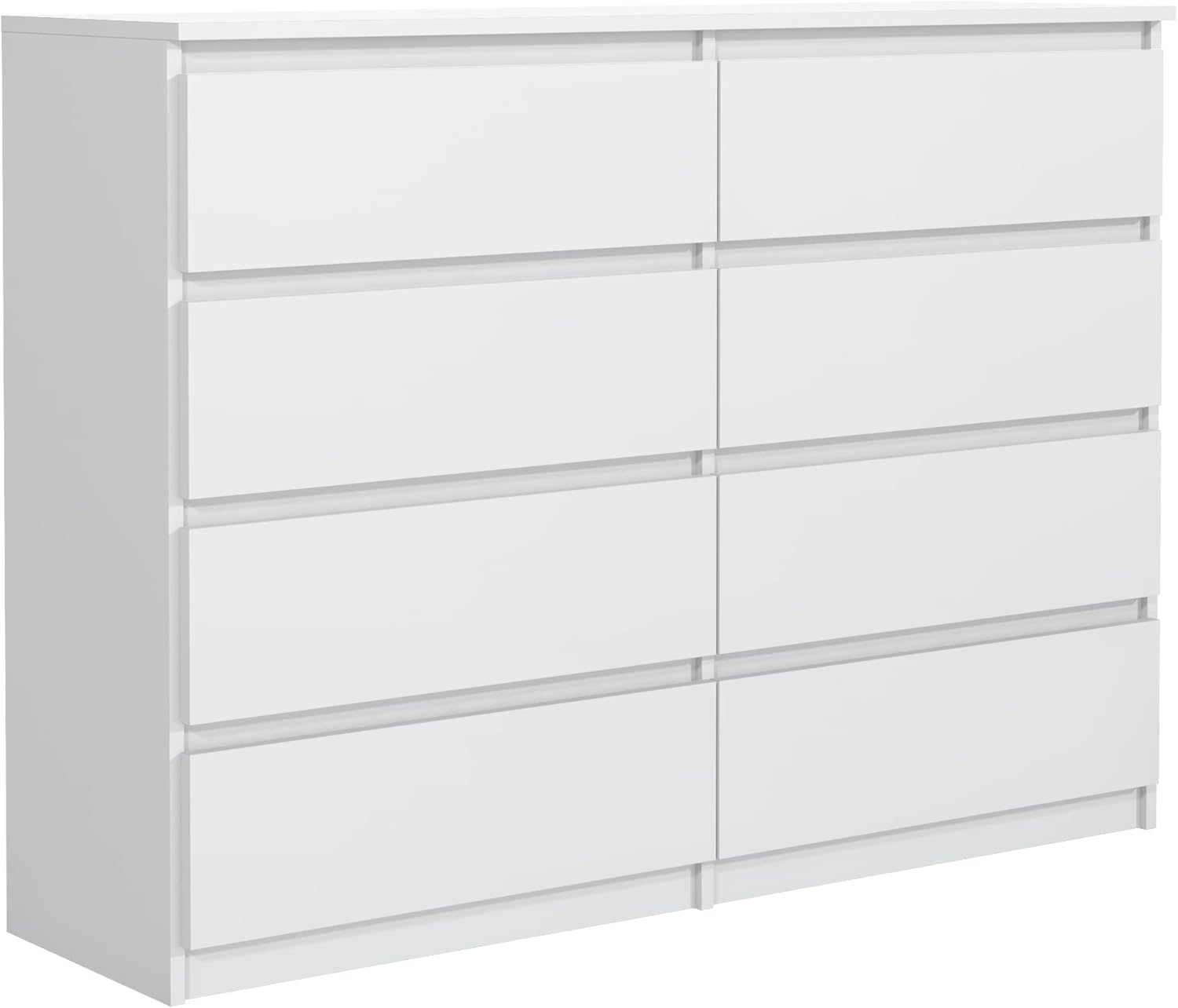 meble masztalerz Kommode Weiss Matt mit 8 Schubladen - 120 x 101,5 x 39 cm - Sideboard Wohnzimmer, Schlafzimmer - Schubladenschrank - Komodenschrank