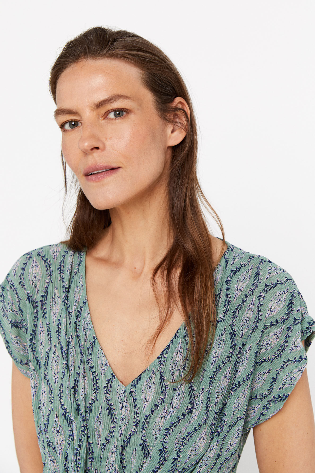 Top plissado nude - Verde