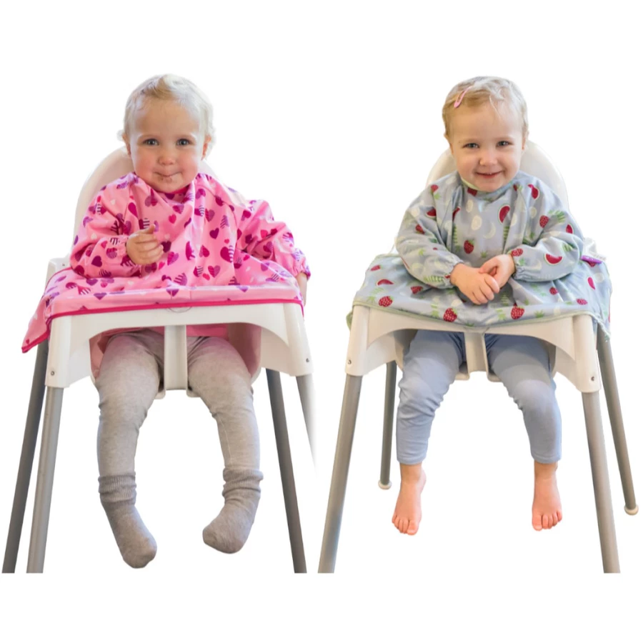 TidyTot Lätzchen Tidy Tot Cover & Catch Langarm Lätzchen Doppelpack HerzenFrüchte