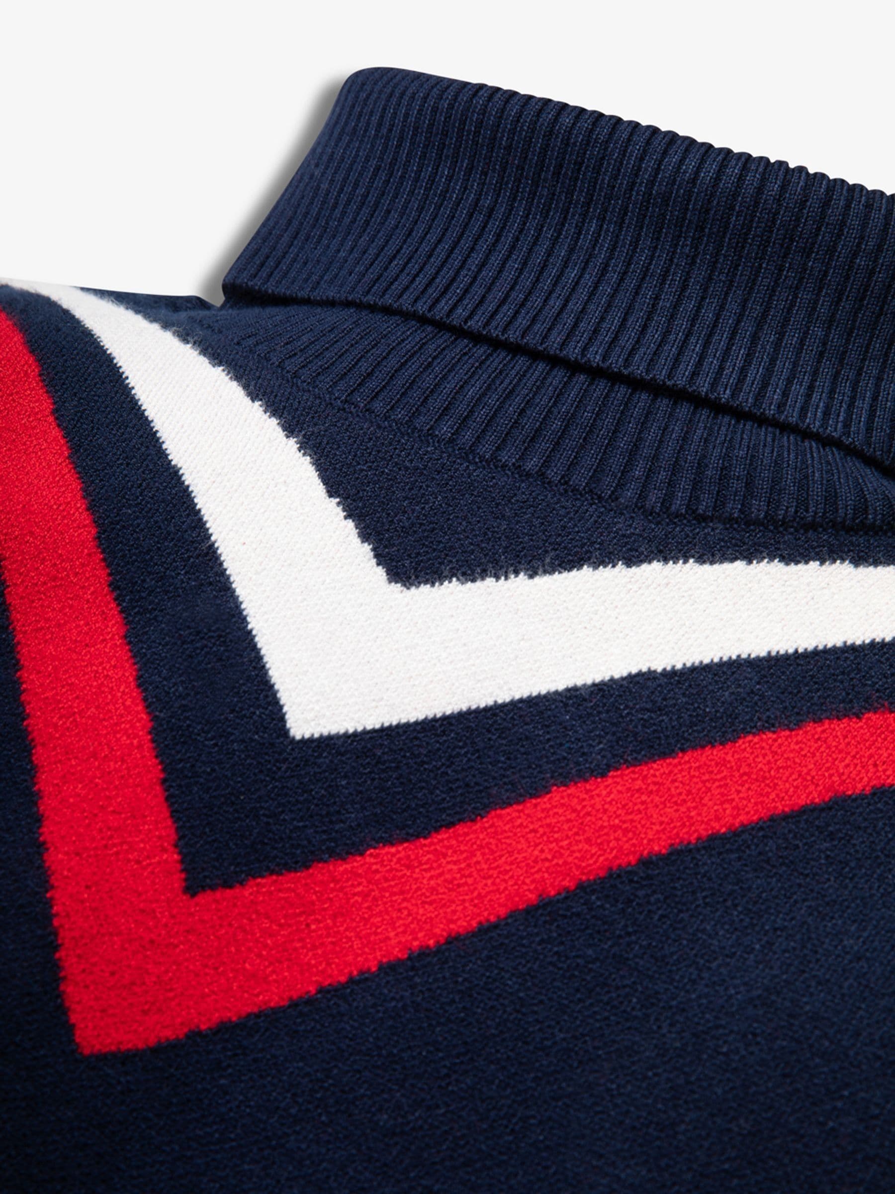 The Little Tailor blauwe retro sport slim fit kersttrui voor kids
