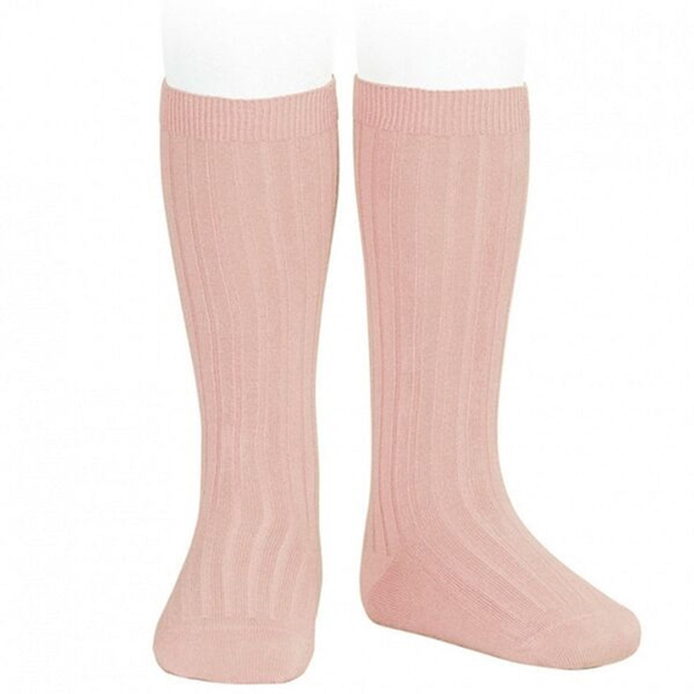 Knæstrømper Rib Old Rose - Cóndor → Luksusbaby.dk