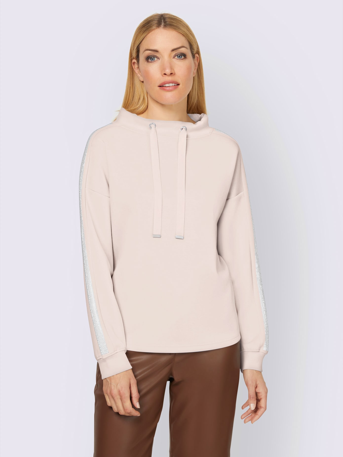 Sweat-shirt large col montant avec coulisse
