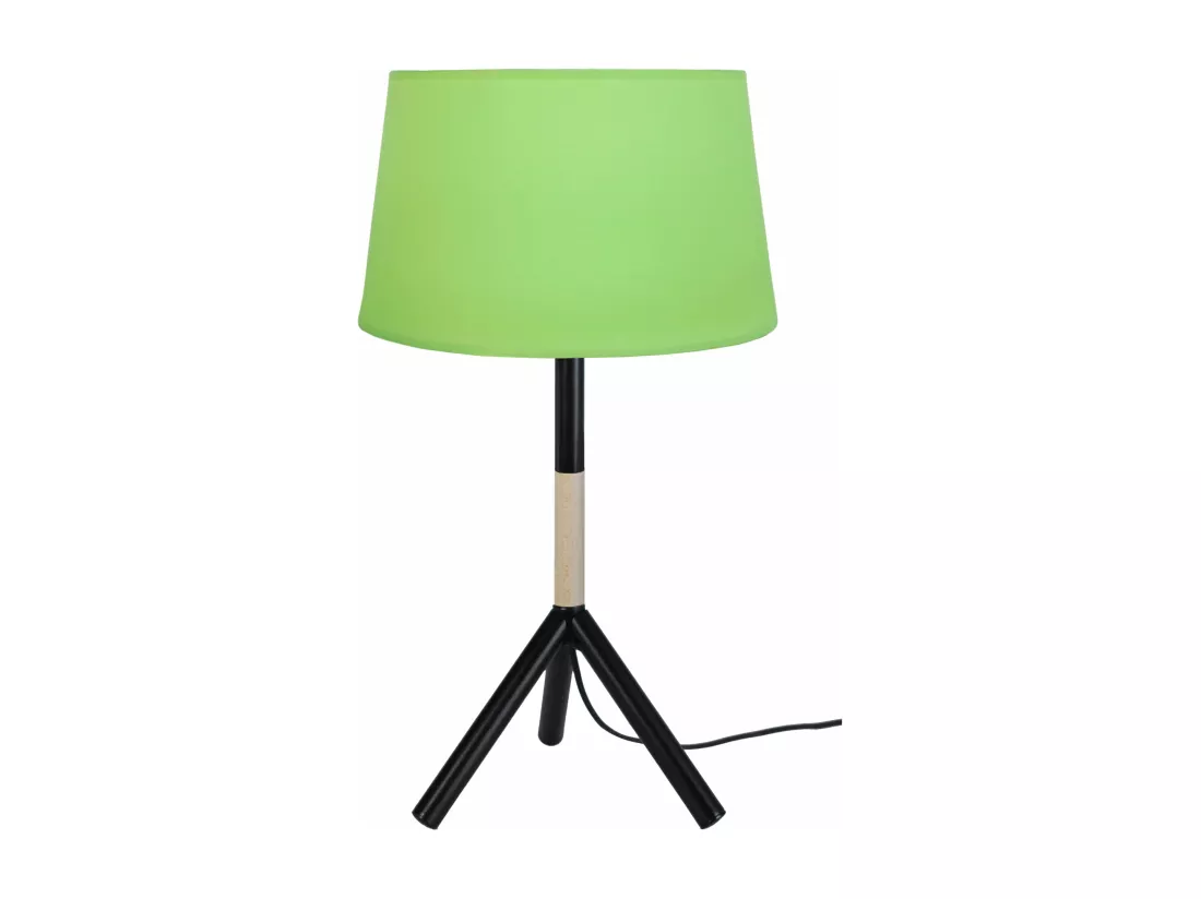 Lampe a poser droitnoir,bois,vert 62 cm.