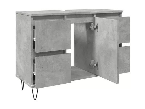 Armoire salle de bain gris béton 80x33x60cm bois d'ingénierie