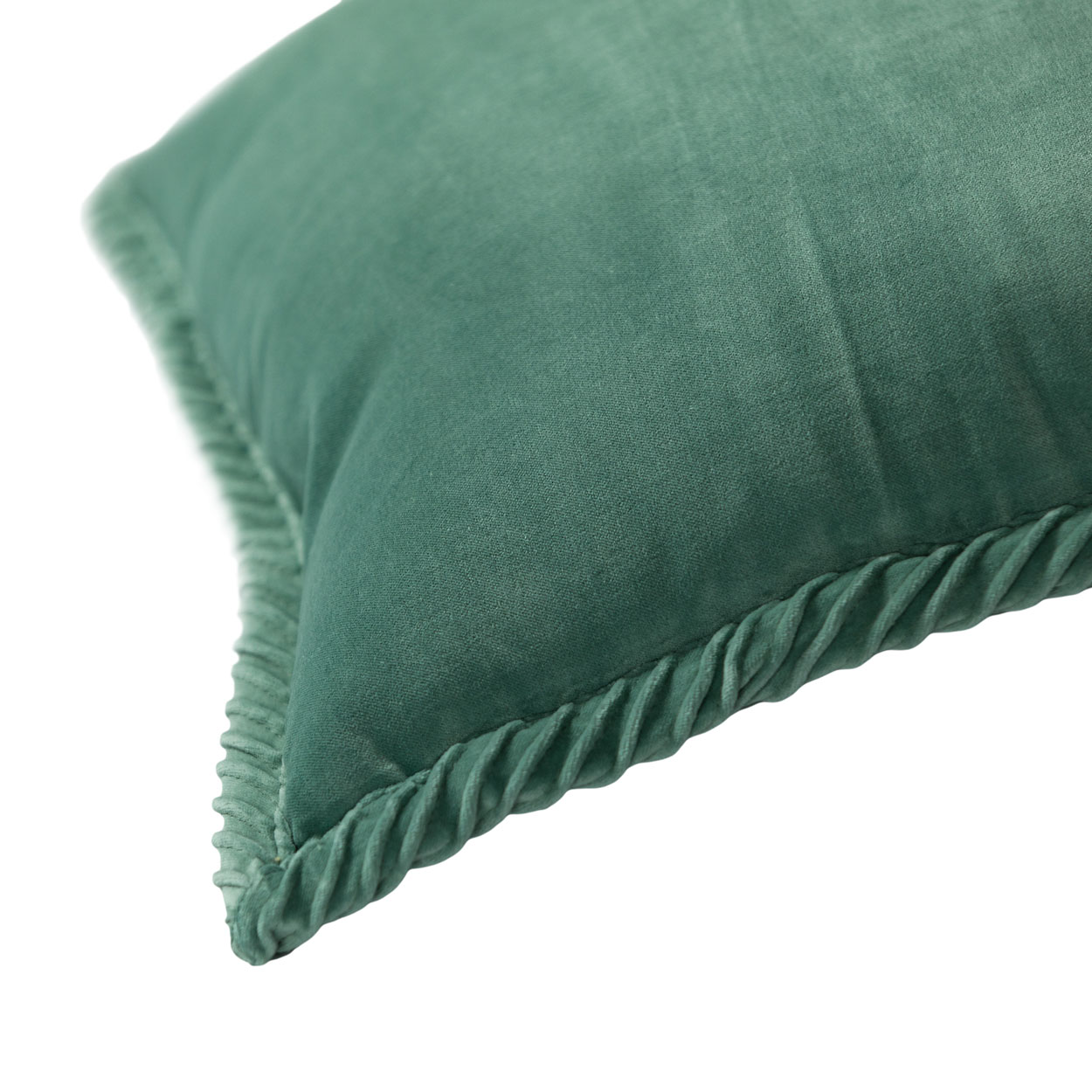 Sierkussen velours Tucked border seablue 50x50 cm