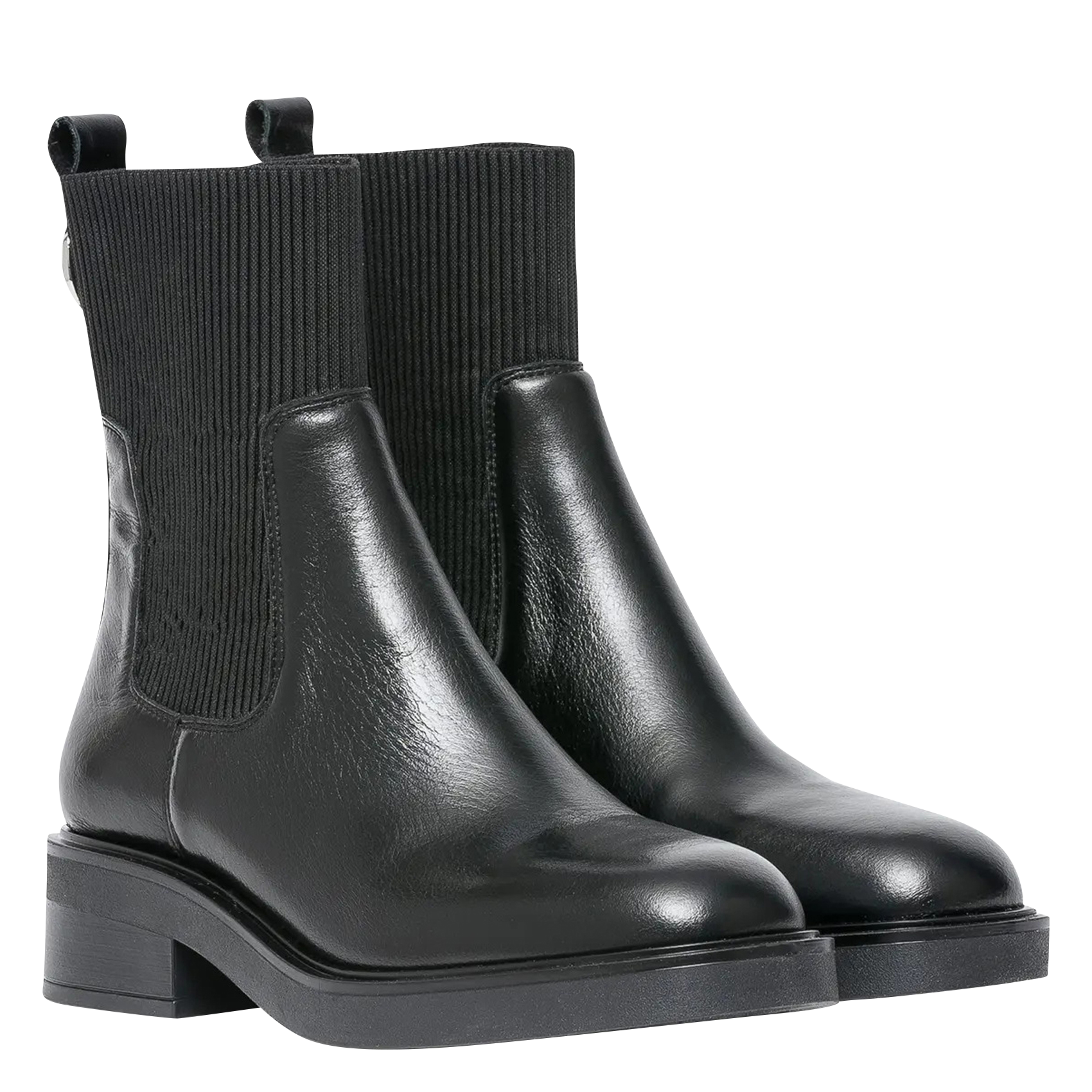 SYBILLE - Bottines en cuir mélangé | Noir