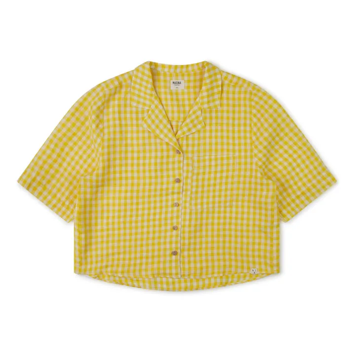 Matona Chemise Carreaux Lin | Jaune