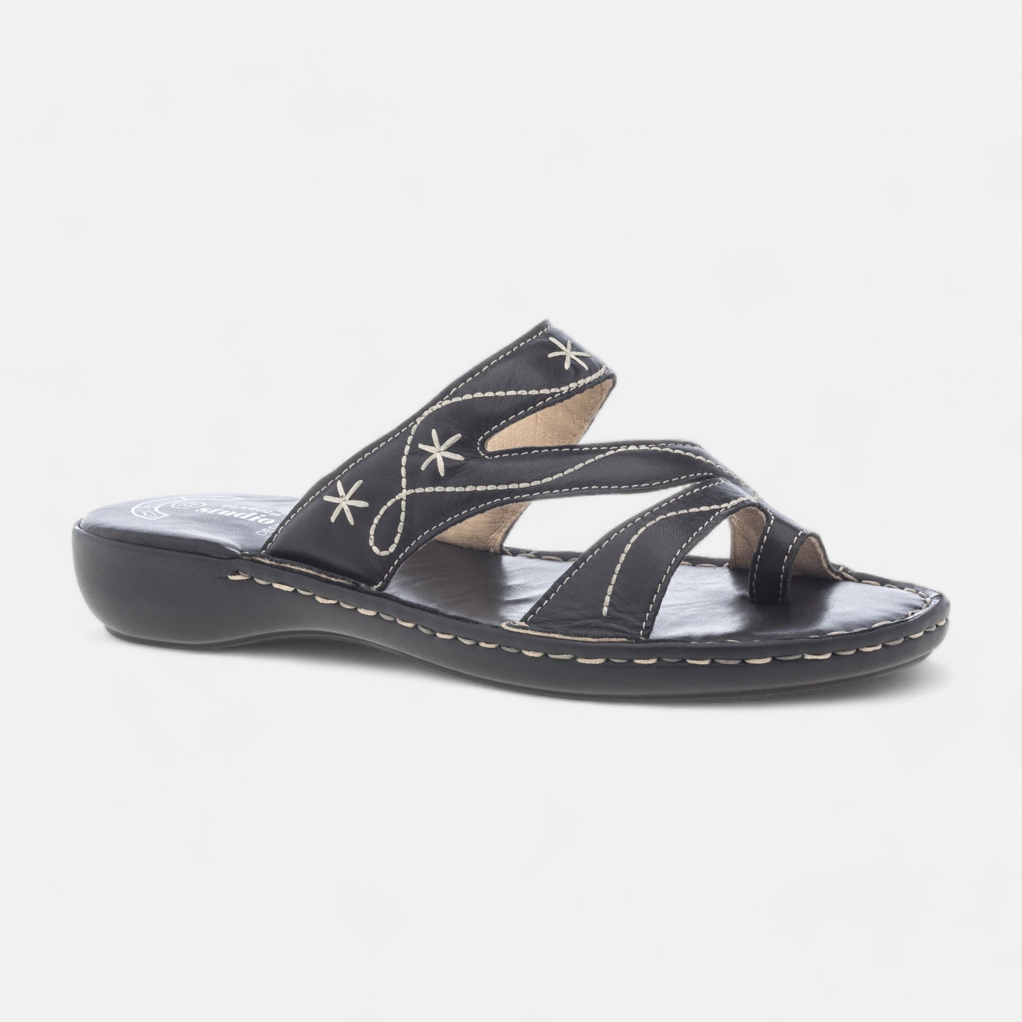 Entre-doigts Femme en cuir noir