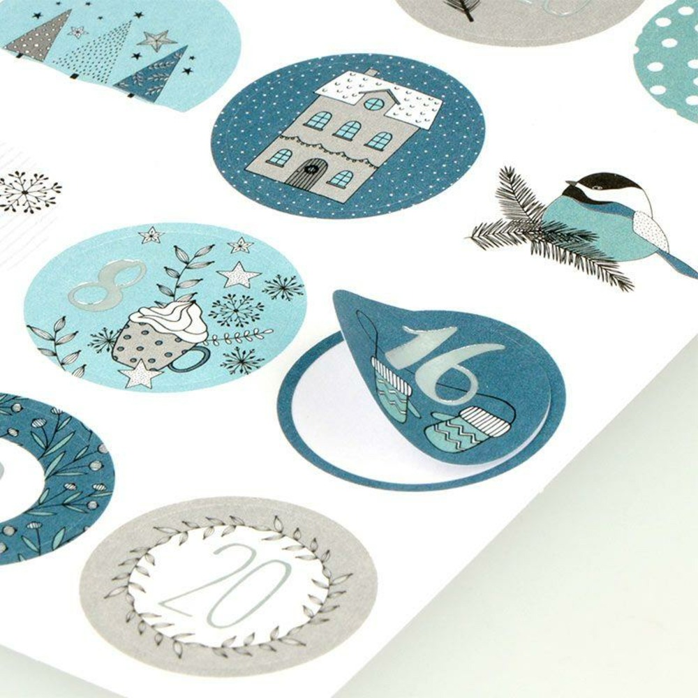 4 sets d'autocollants calendrier de l'avent cosy christmas