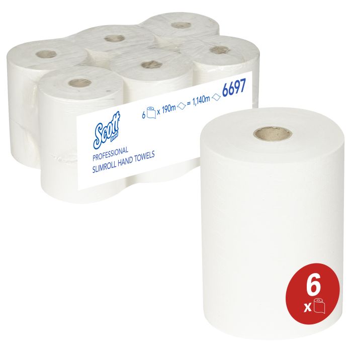 Scott 6697 6 st Handdoekenrol Slimroll Airflex 1-Laags Wit (6697)