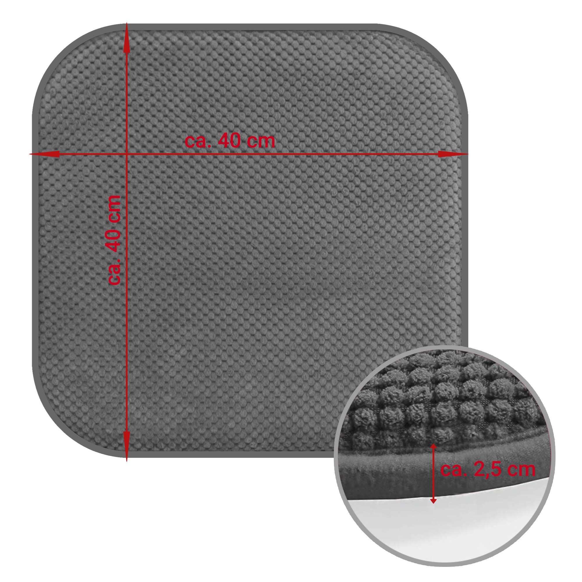 Komfortable & praktische Gel-Kissen 40x40 - Stuhlkissen mit modernem Memory-Schaumstoff - gepolsterte Sitzkissen Out- und Indoor GartenkissenStuhlauflage rutschfest