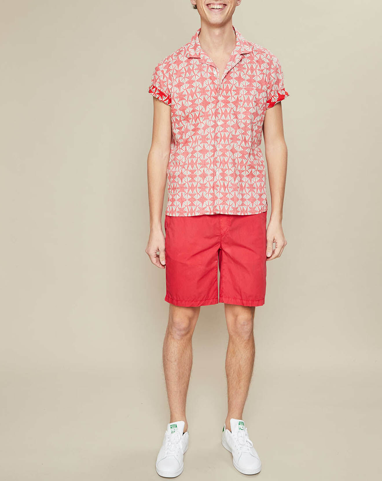 Hartford Chemise slim Slam Fans imprimée rouge/blanc/vert