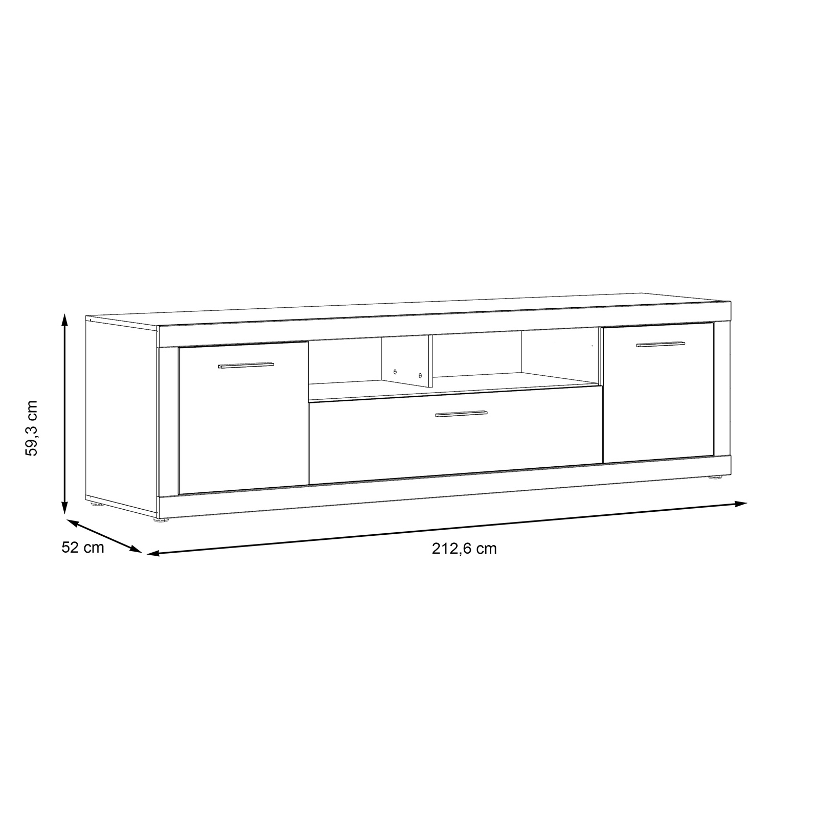 Lowboard - Betonoptik - weiß - 213 cm breit