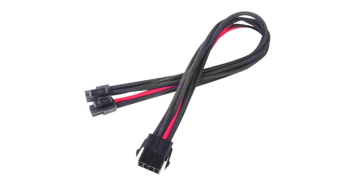 SilverStoneAdapter 8-Pin EPS > 4+4-Pin EPS  (Zwart/rood, PP07-EPS8BR, Lite retail)