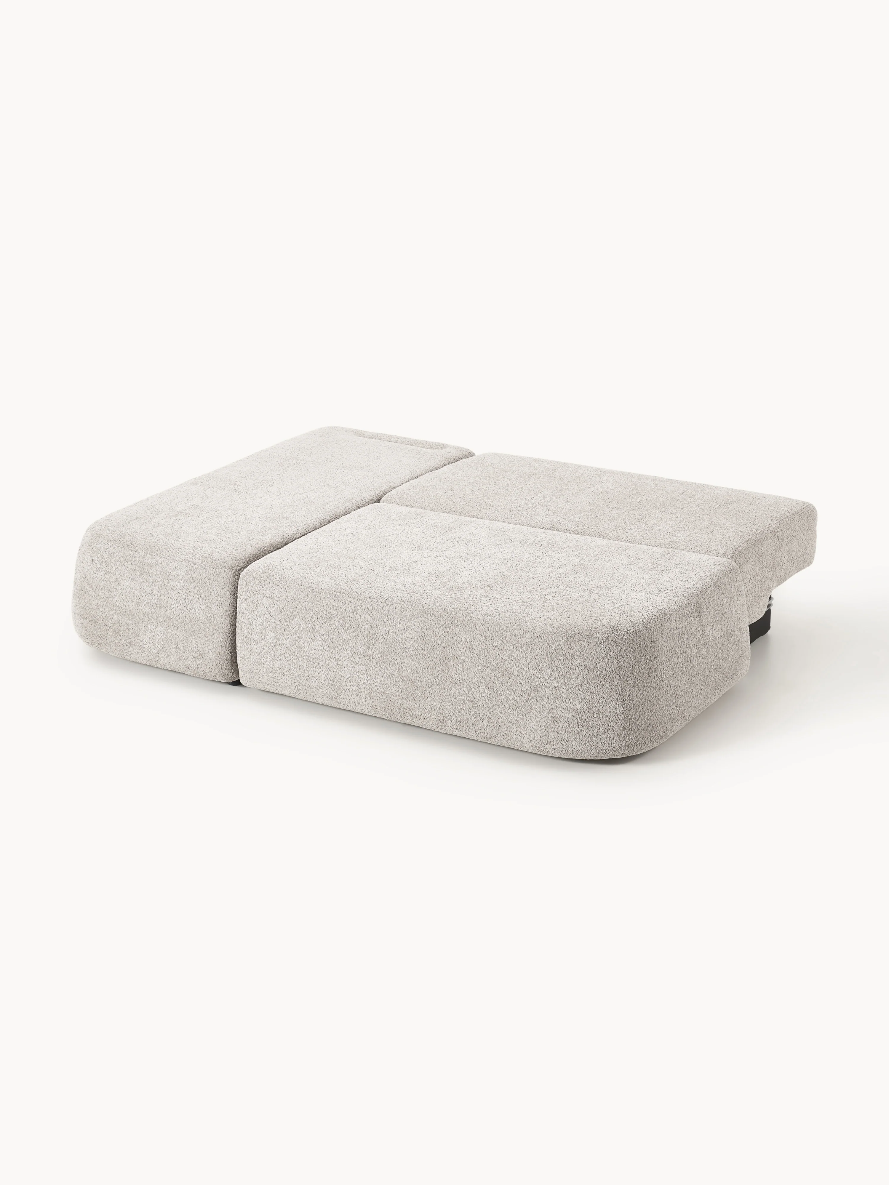 Hoekbankbed Pao van teddy-bouclé met opbergruimte