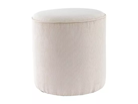 Pouf rond en tissu velours côtelé écru D40 cm LOUIS