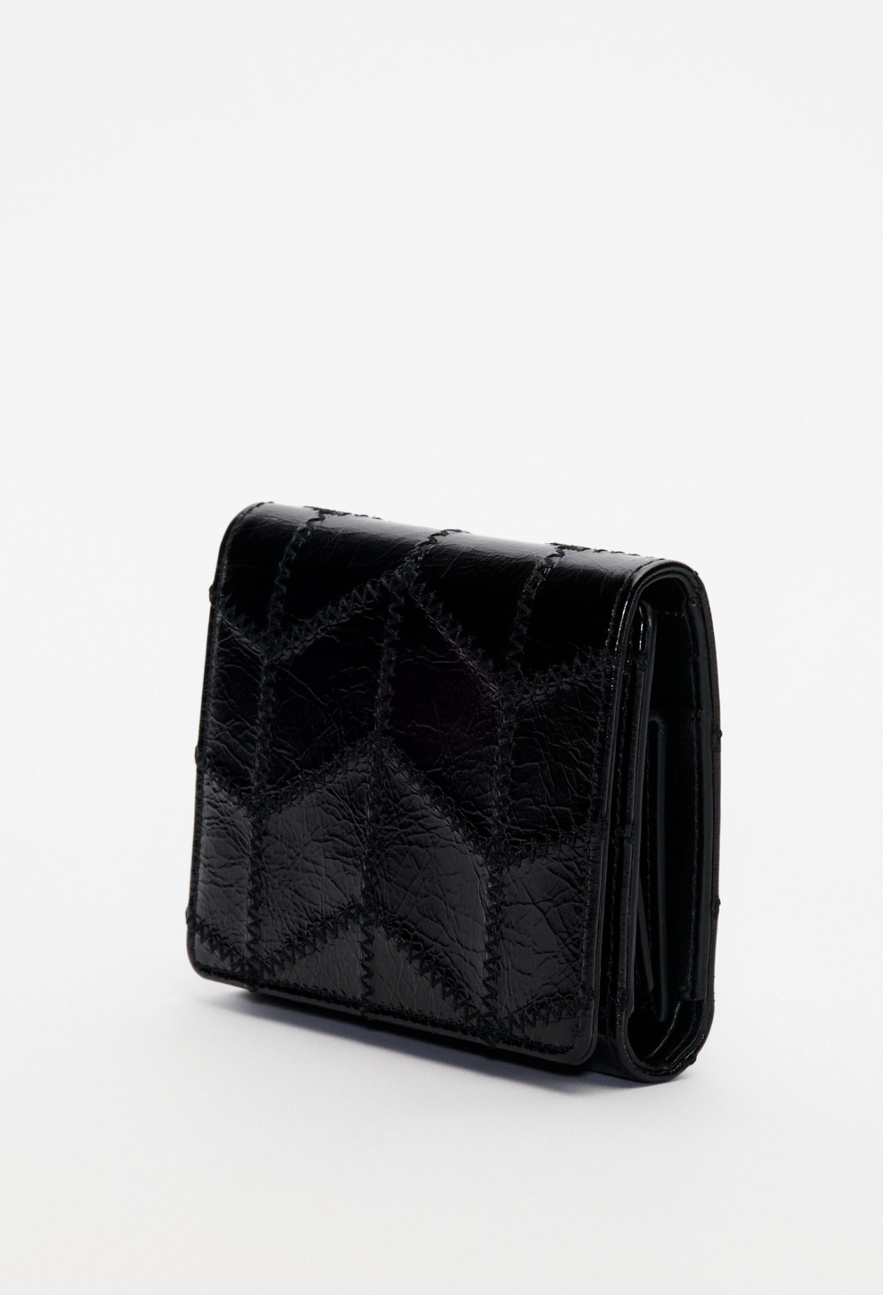 Portefeuille cuir verni noir