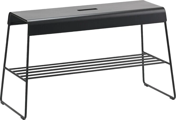 Zone Bænk med hylde A-Bench Outdoor Black Rustfrit stål