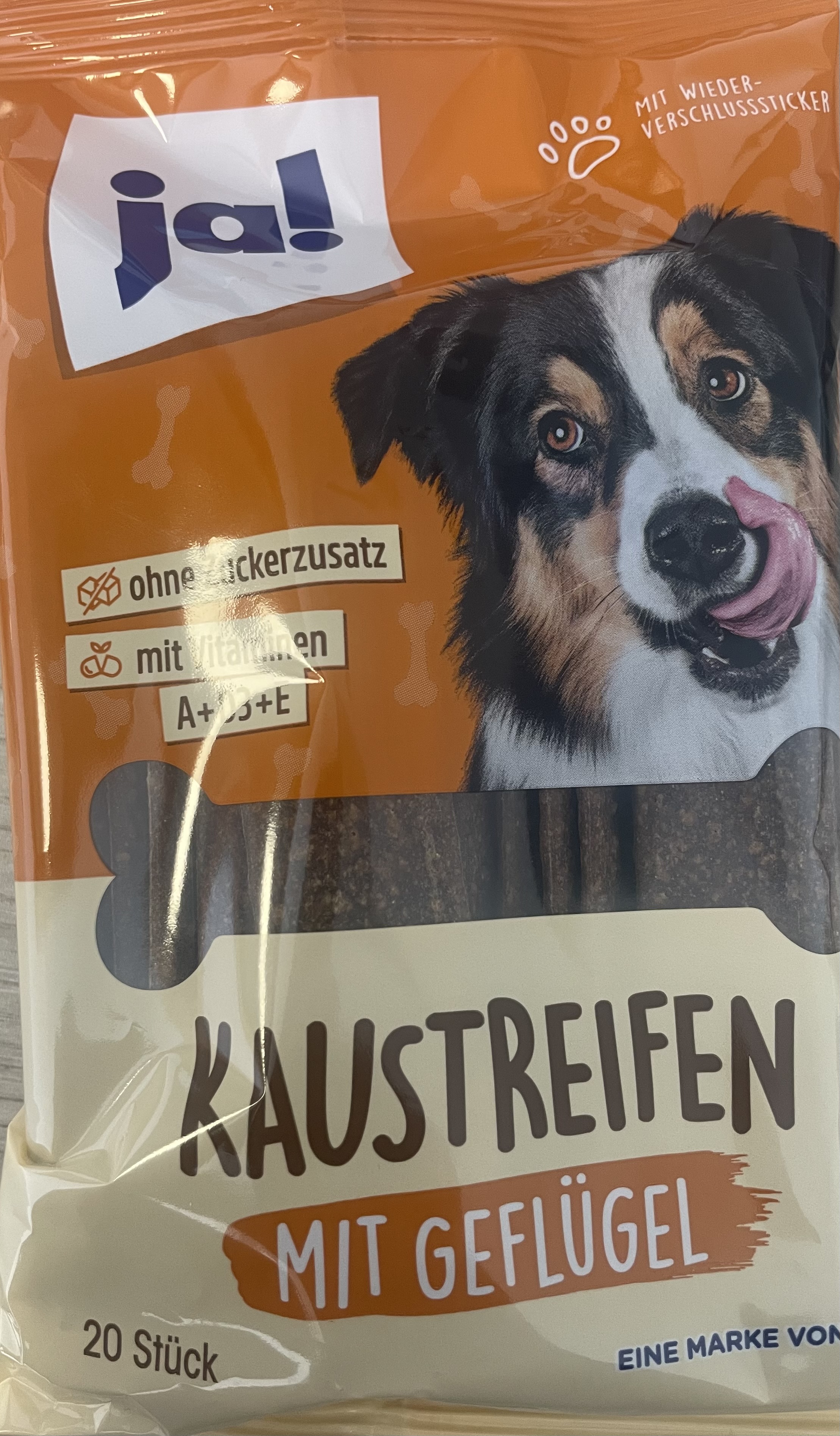 ja! Hundefutter Kaustreifen mit Geflügel 20er 200g MHD:10.10.26
