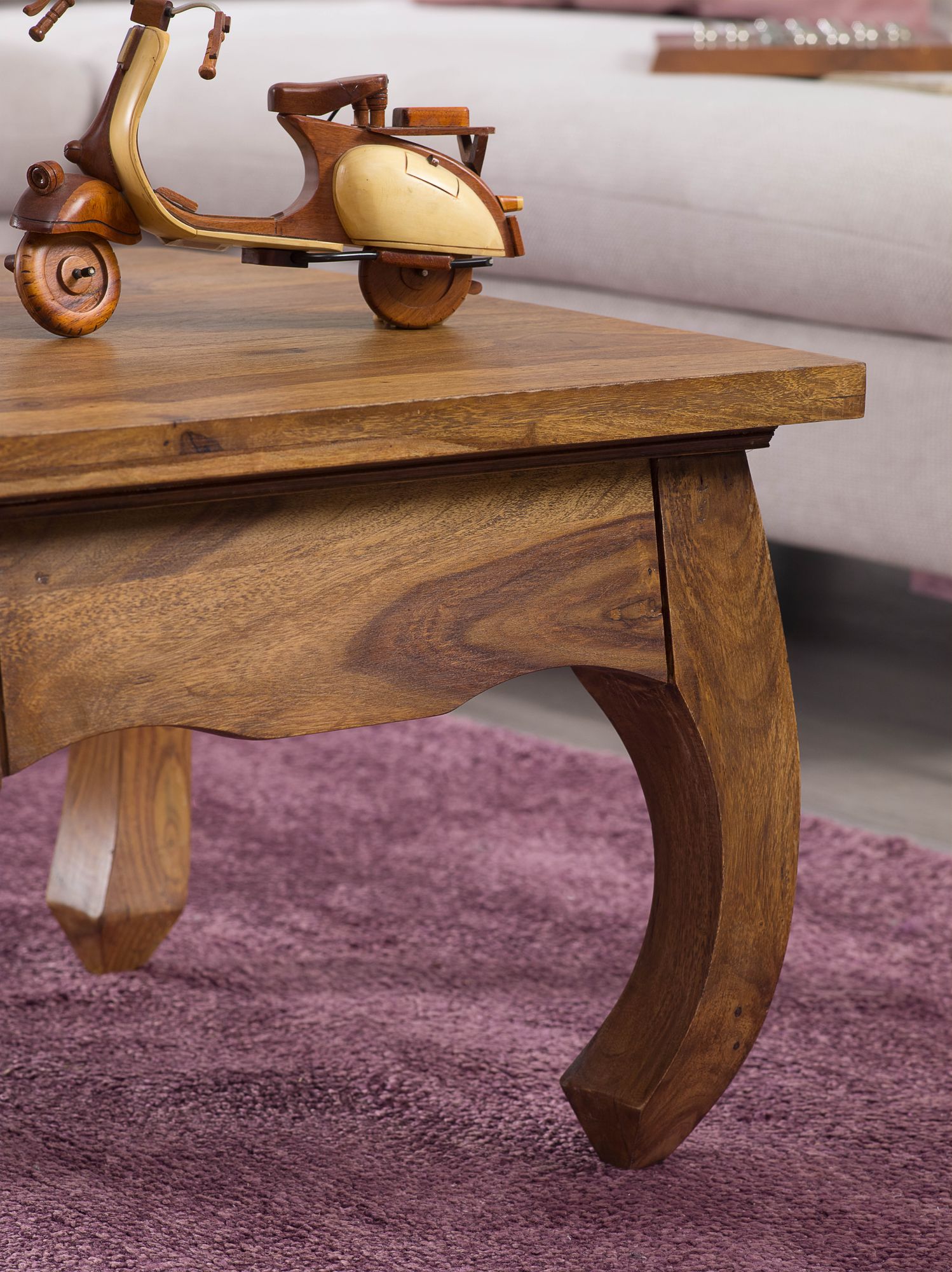 FineBuy Opium Wohnzimmertisch 60 x 40 x 60cm Sheesham Holz quadratisch Sofatisch