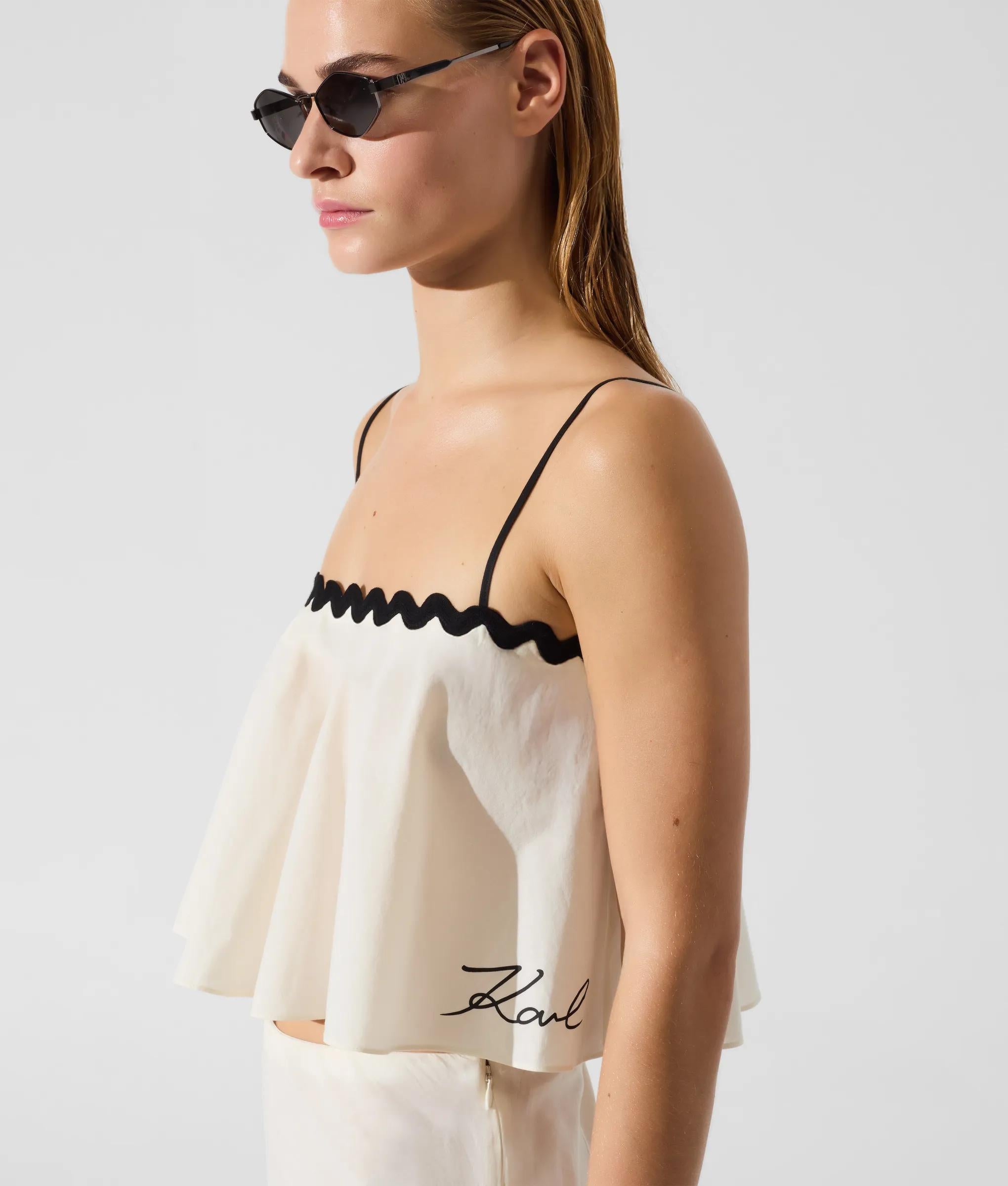 Cropped strandtop met schulprand