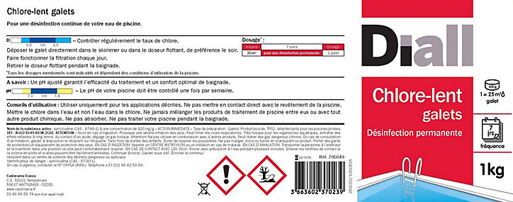 Chlore lent galets pour désinfection Diall 1kg