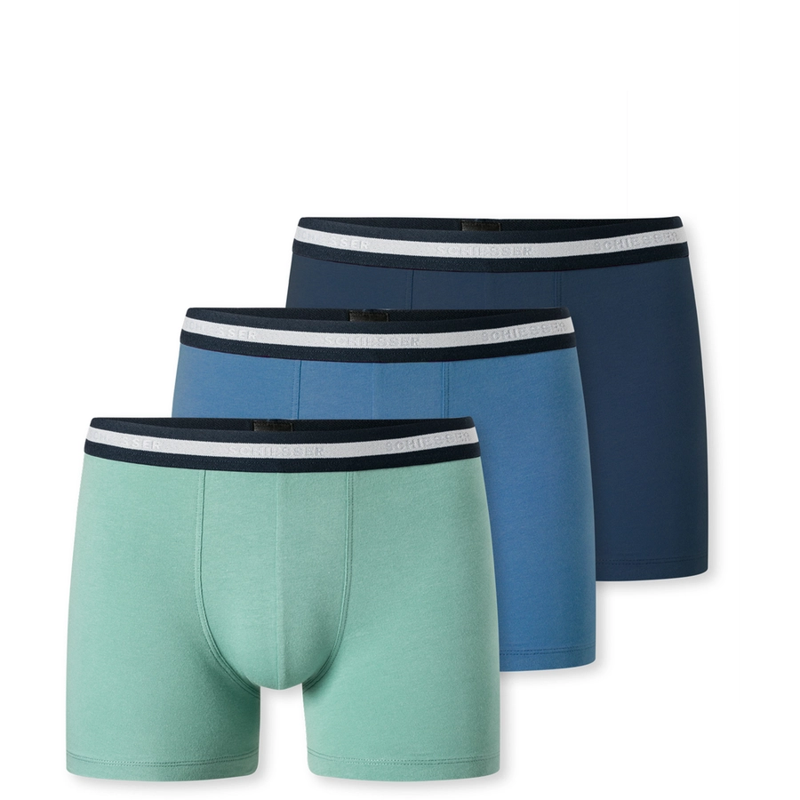 Schiesser Trunk 955 Organic Cotton Mineralgrün, blau, nachtblau