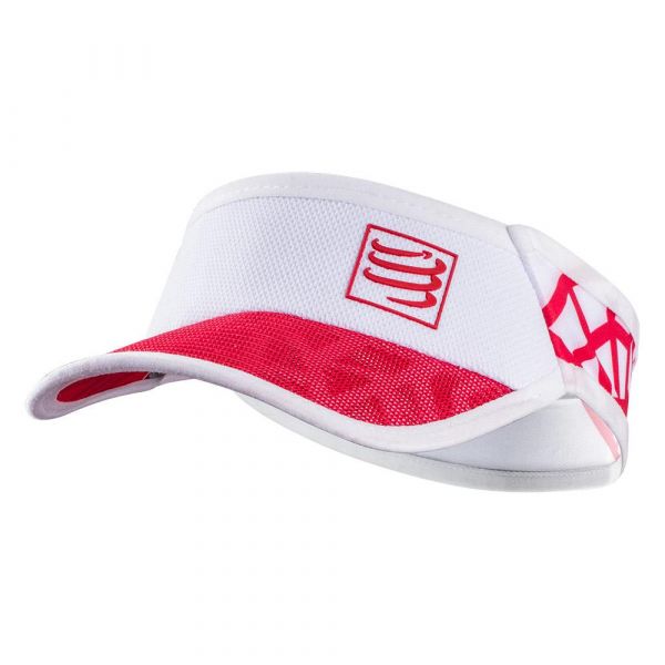 Compressport Chapéu Spiderweb Ultralight Visor White / Red - Sulvisorrw