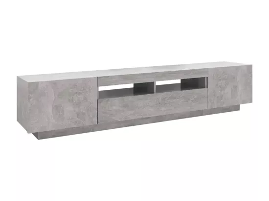 Meuble TV avec lumières LED Gris béton 200x35x40 cm
