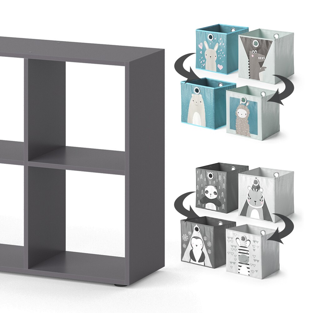 Vicco Raumteiler Standregal Bücherregal 8 Fächer Scutum Grau Kinder-Faltboxen