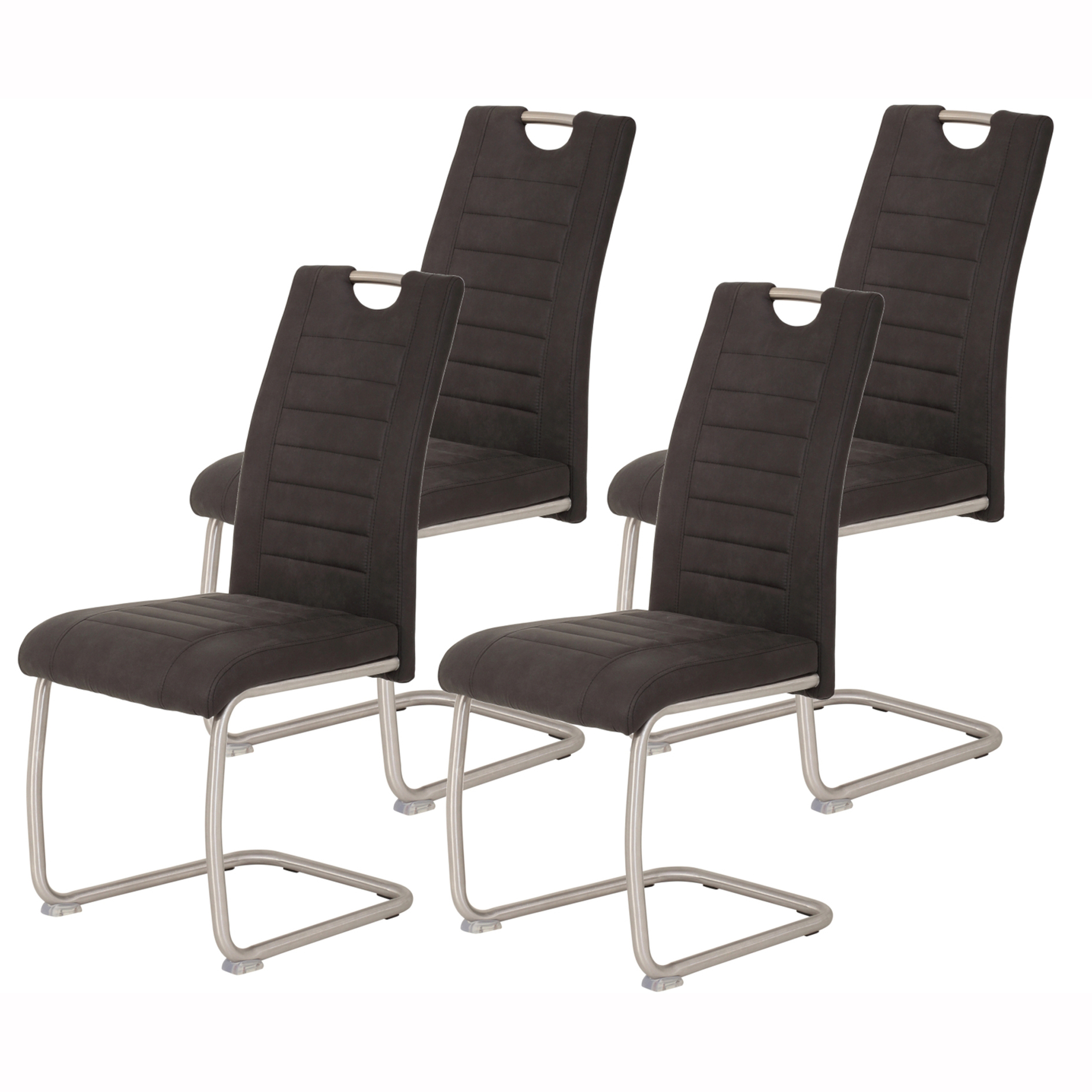 4er-Set Schwingstühle -grau- anthrazit - Microfaser