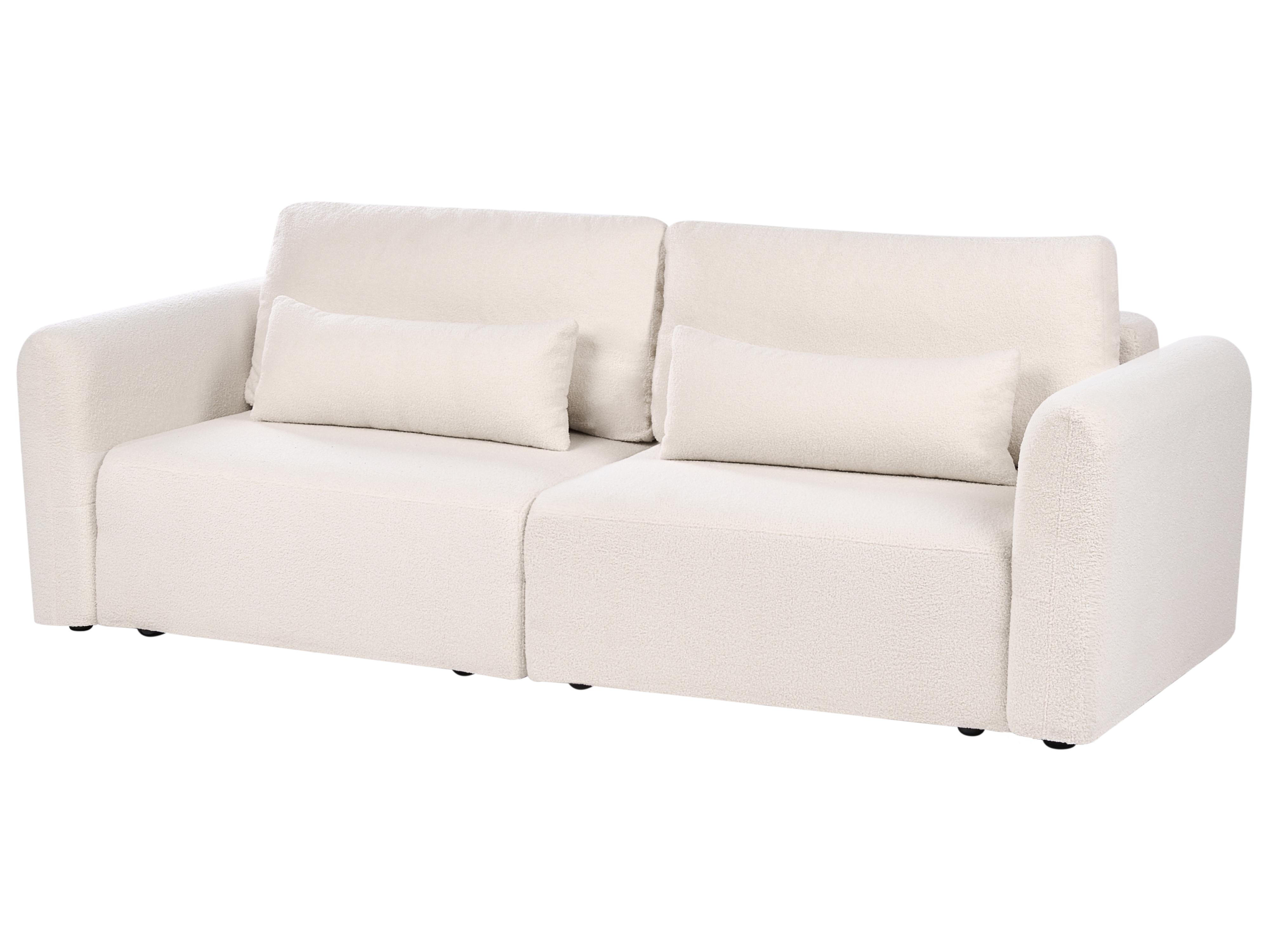 Slaapbank 3-zits VAXHOLM Bouclé Lichtbeige met opbergruimte