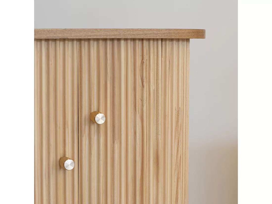 Now's Home - Meuble D'appoint Bois De Pin Naturel Avec Portes 50x39x55cm Hector