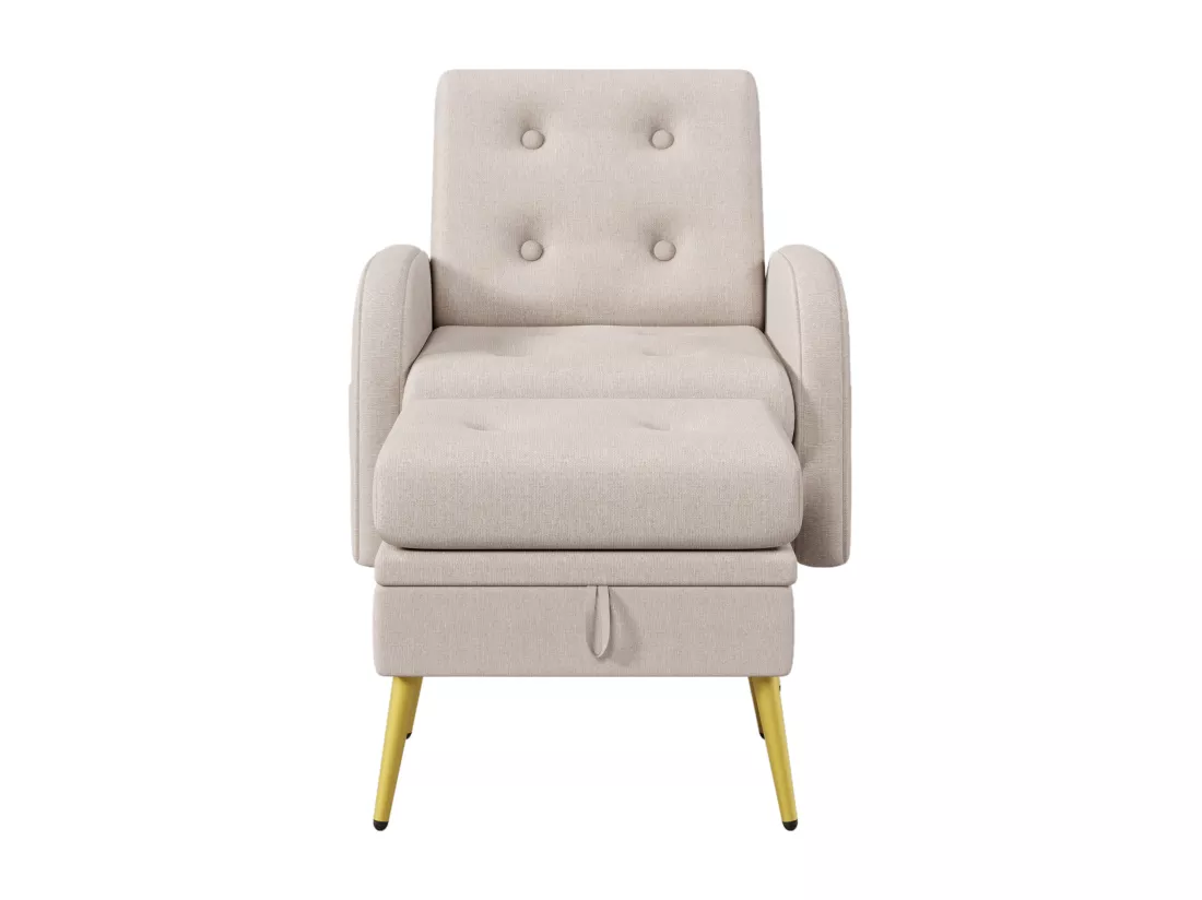 Fauteuil avec repose-pieds - dossier réglable - Beige