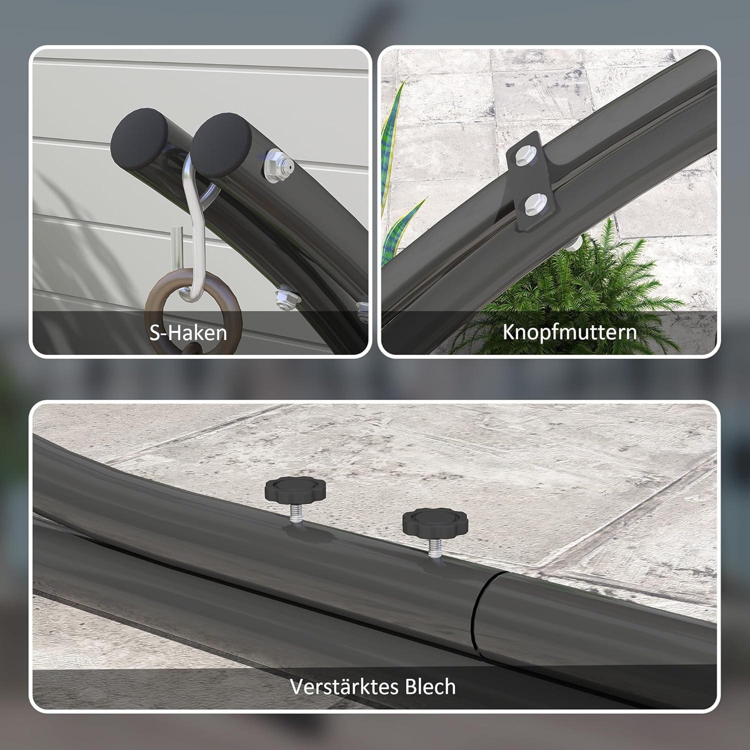 Outsunny Gestell für Hängesessel in C-Form Metall Ständer mit Sockel für Hängesitz Hängestuhl, Hängeschaukel Hängemattengestell bis 150kg, Hängestuhlgestell für Indoor Outdoor Balkon, Terrasse Schwarz