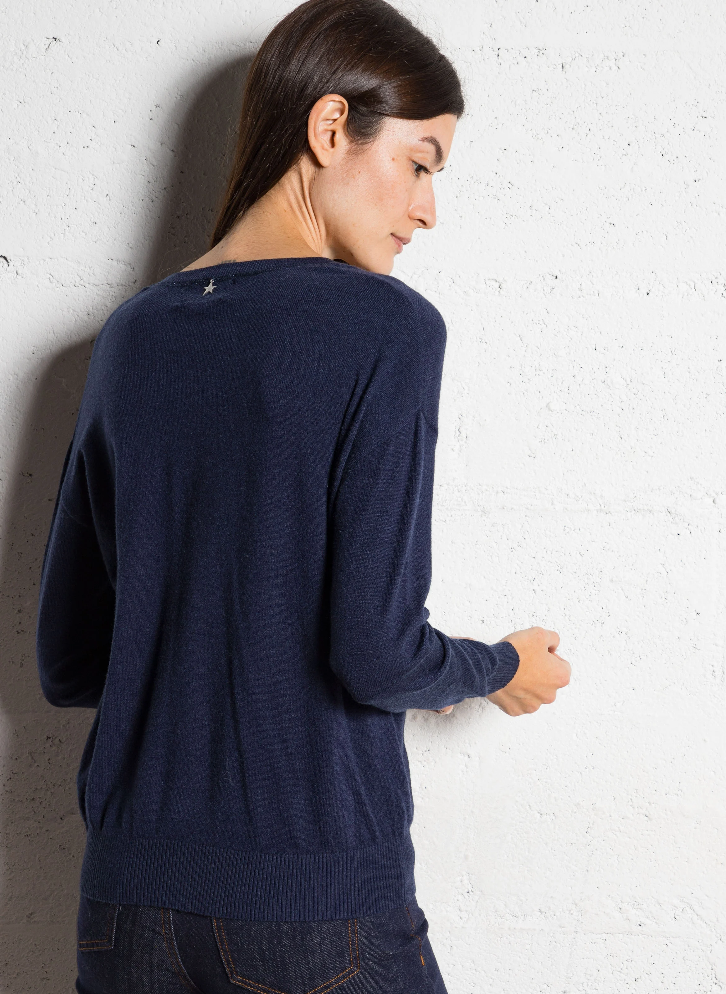MARSENANO - Pull ample col v | Bleu