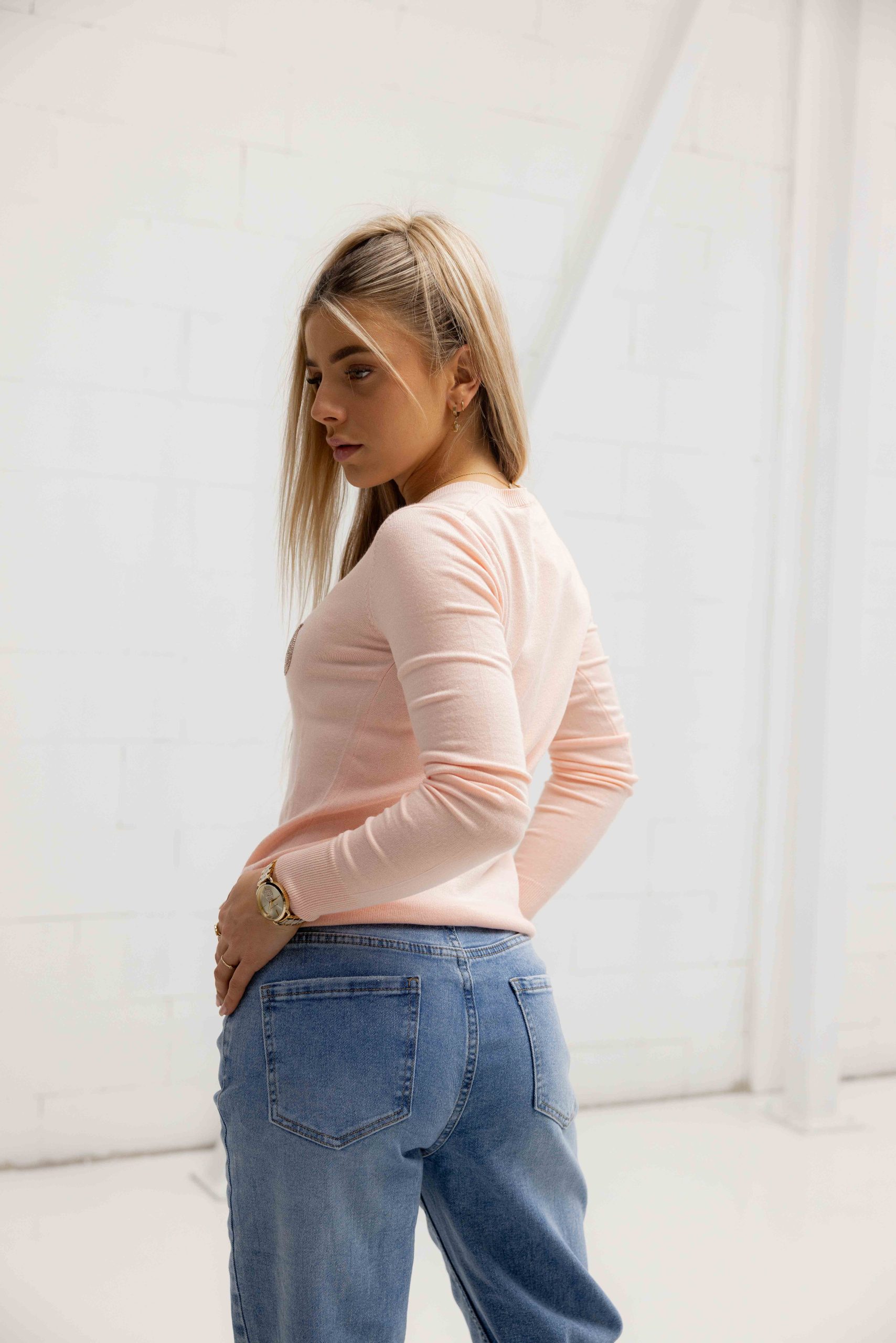 Guess Myla Logo Sweater Dames Roze