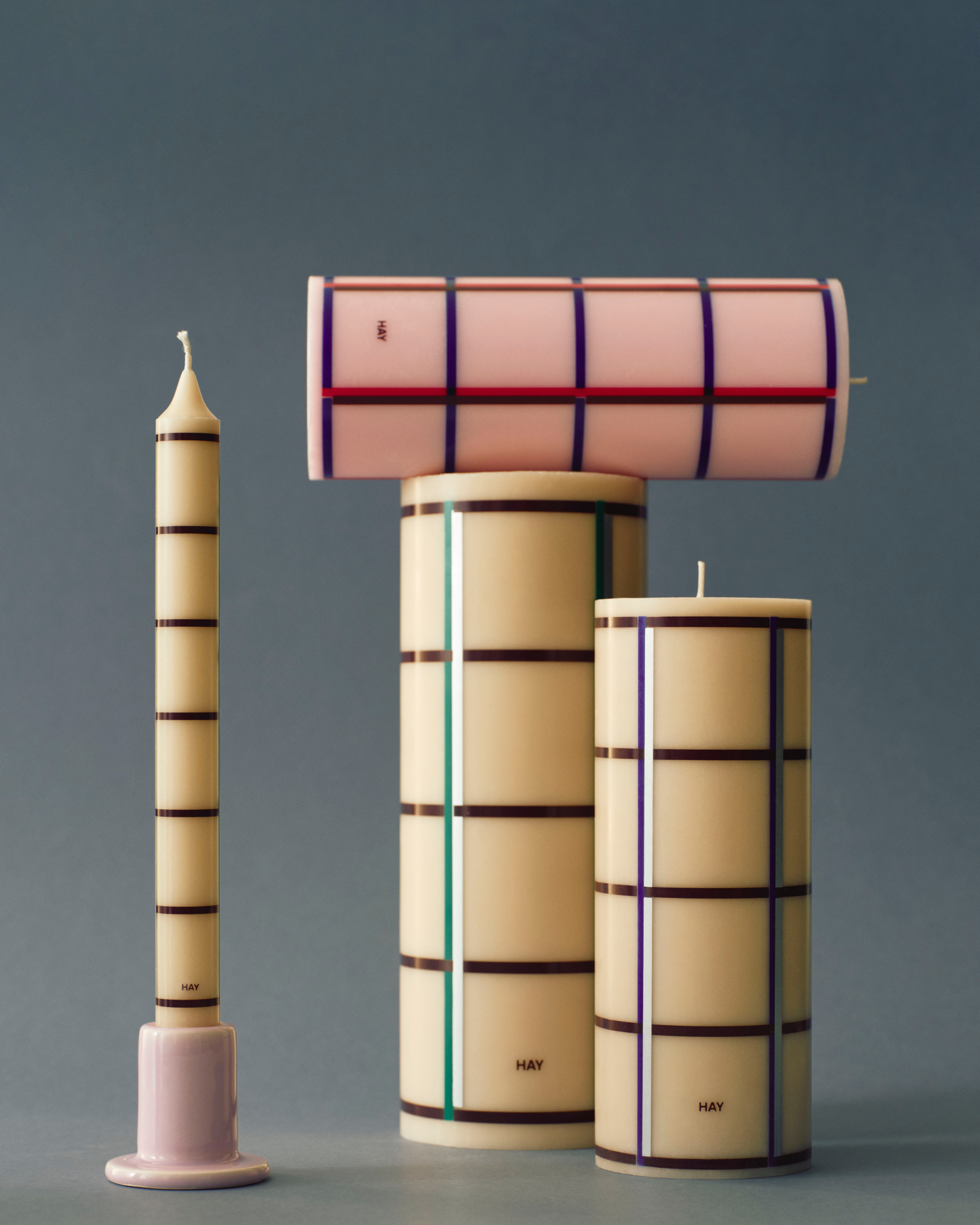 Kaars Column Medium light pink blocked