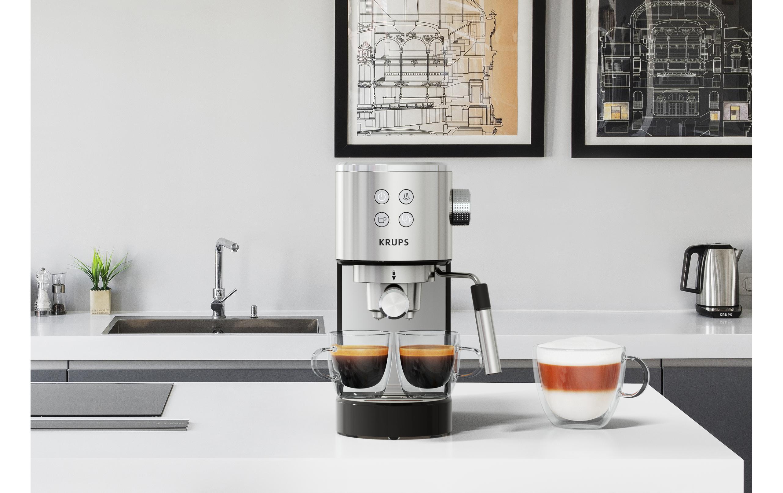 Siebträgermaschine Virtuoso XP442 Schwarz/Silber<br>Espressomaschine mit Dampfdüse