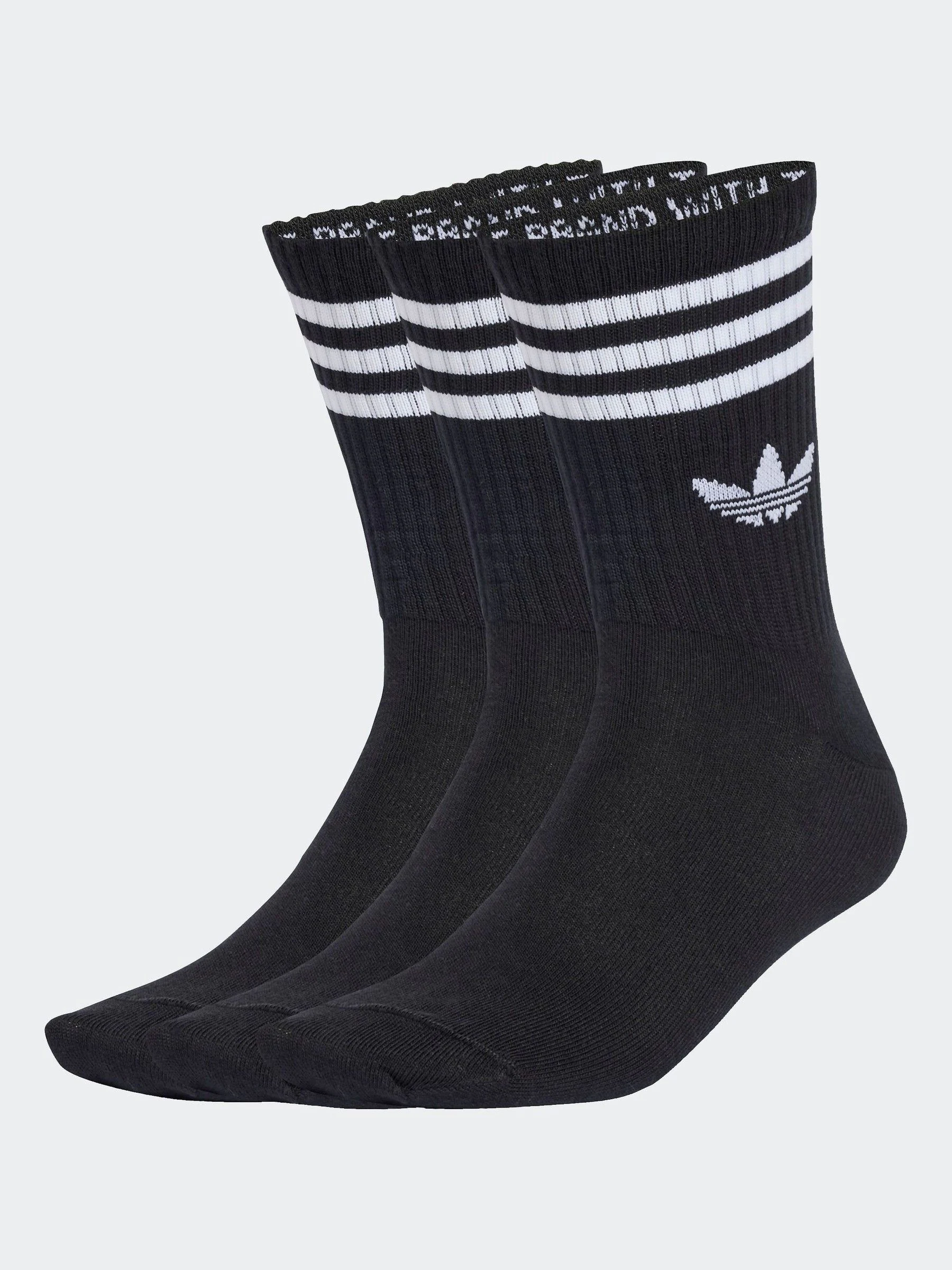 Zwart - Adidas Originals 3-Strepen Crew Sokken 3 paar