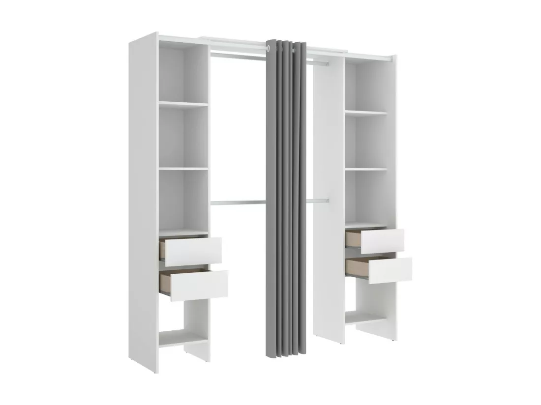 Armoire Dmanari, Structure pour dressing, Cintre ouvert, 180x50h205 cm, Blanc et Gris